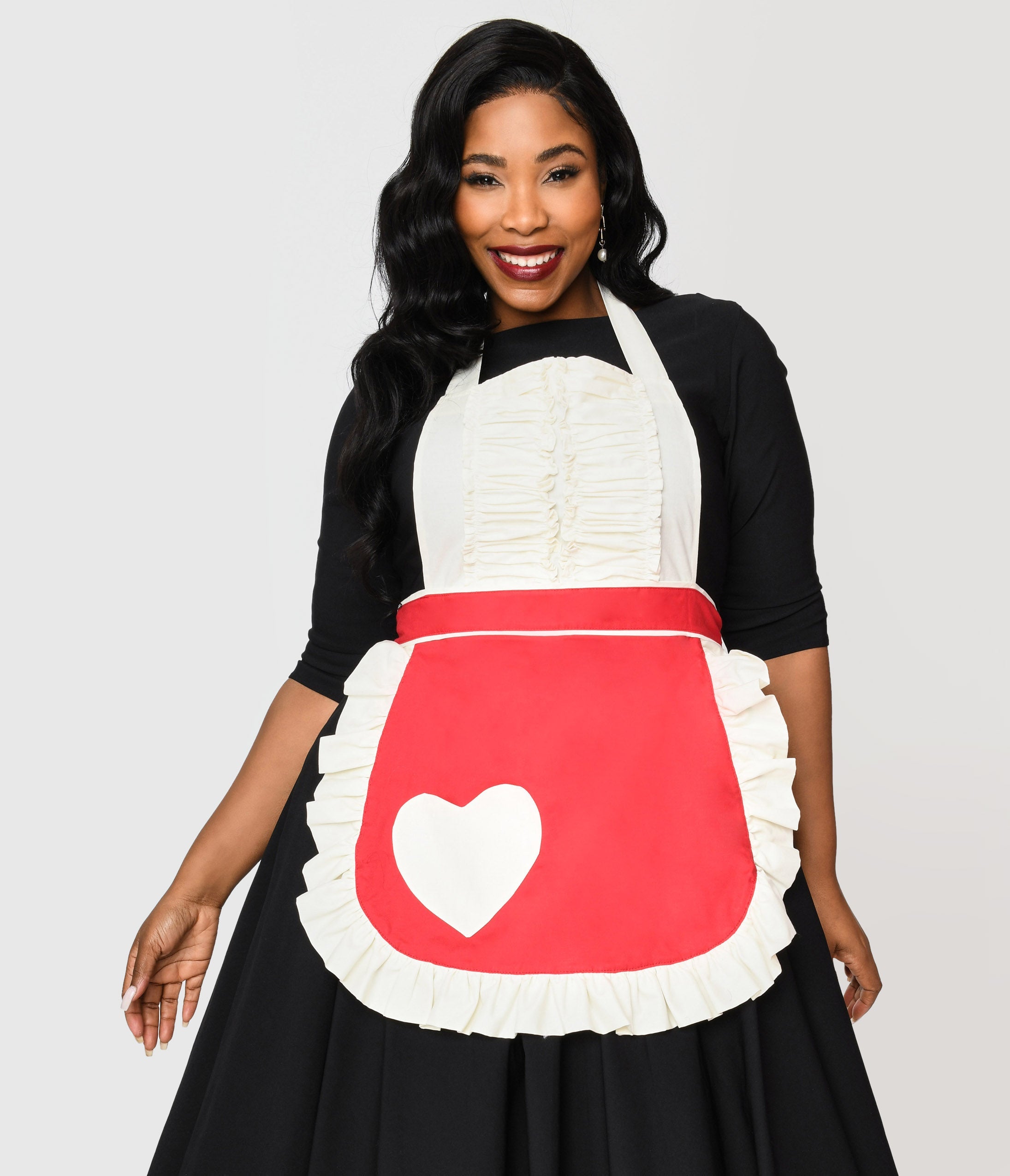 

Vintage Style Cream & Red Valentine Darling Apron