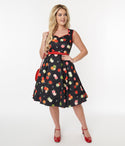 Sleeveless Sweetheart General Print Belted Dress