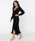 Long Sleeves Vintage Wrap Fitted Dress