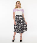 Voodoo Vixen Black & Polka Dot Midi Skirt