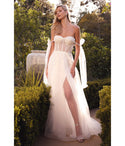 A-line Sweetheart Corset Waistline Lace Self Tie Lace-Up Back Zipper Applique Wedding Dress