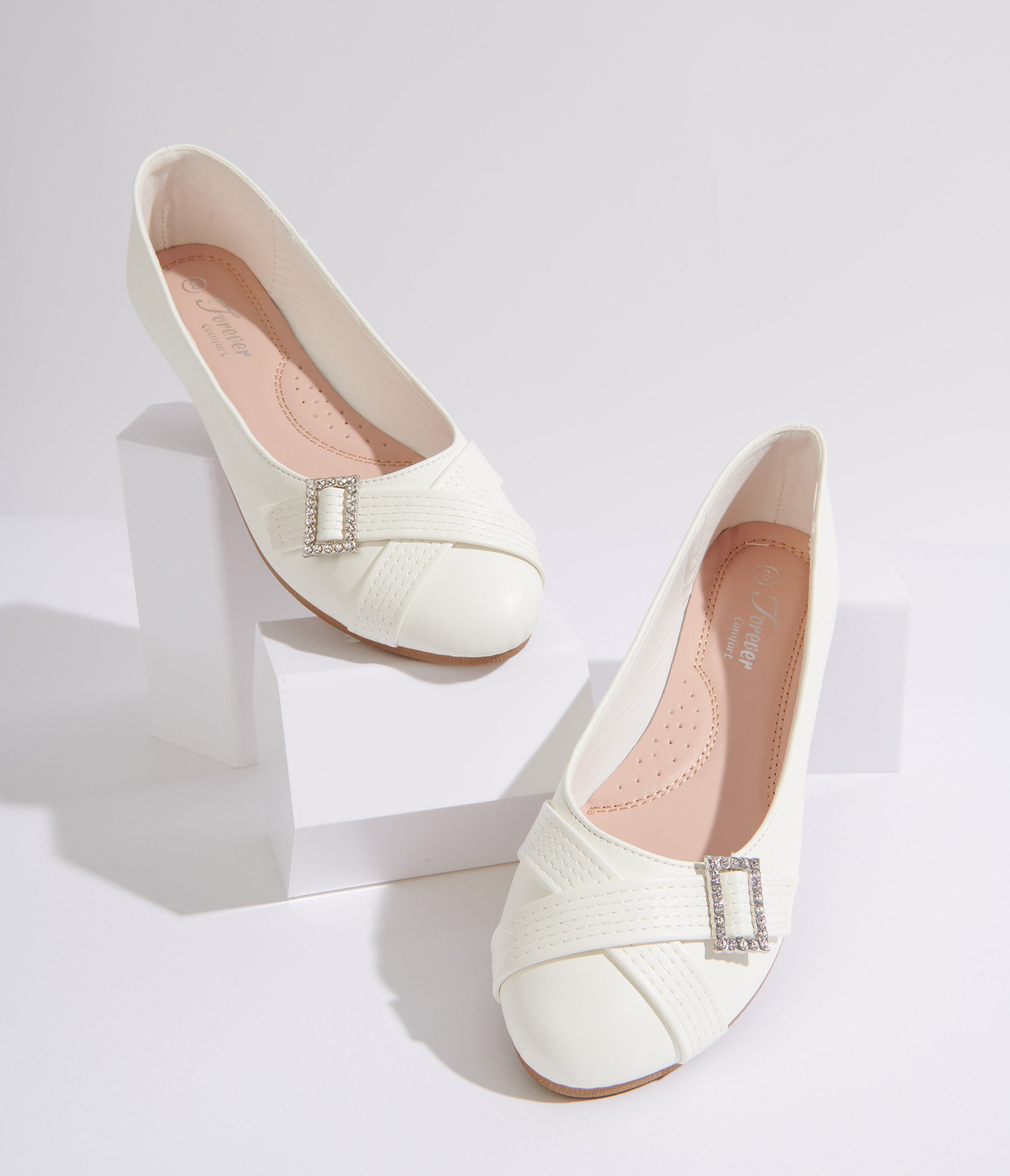 

White Leatherette Flats