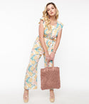 Flutter Short Sleeves Sleeves Floral Print Tie Waist Waistline Jumpsuit With a Sash