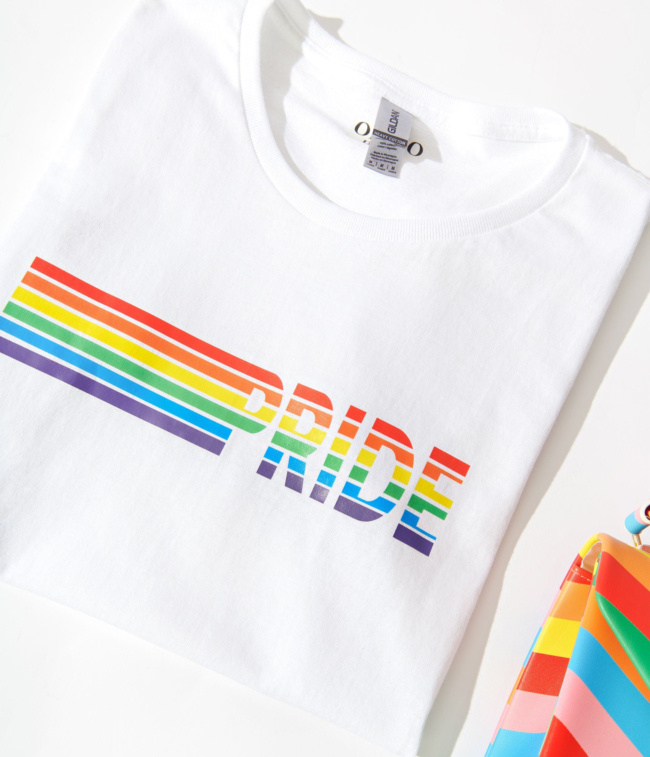 

White Rainbow Pride Fitted Graphic Tee