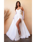 A-line Strapless Satin Open-Back Slit Pleated Sweetheart Floor Length Wedding Dress