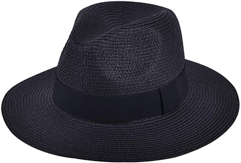 Lanzom Women's Wide-Brimmed Straw Panama Hat