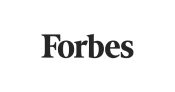 Logo of Forbes magazine in grayscale.