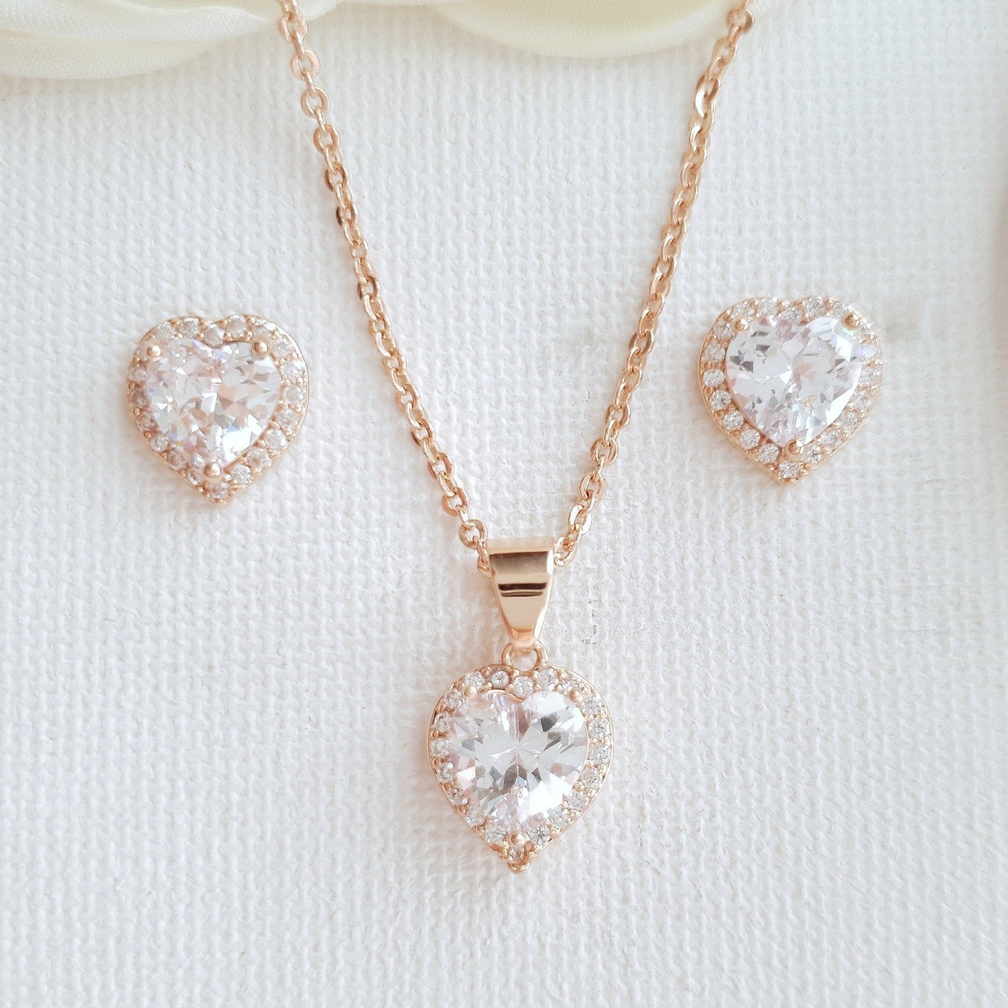Luxury Jewelry Set Heart Necklace & Heart Earrings Dephini