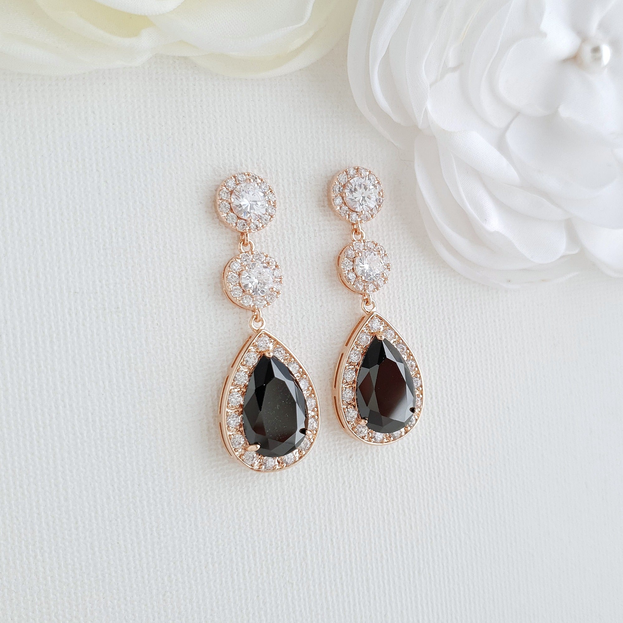 black formal earrings