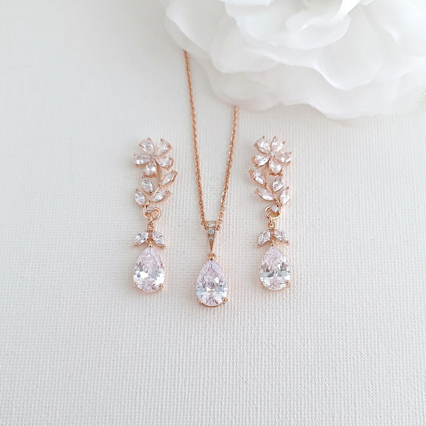 Rose Gold Jewelry Set for Wedding-Daisy - PoetryDesigns
