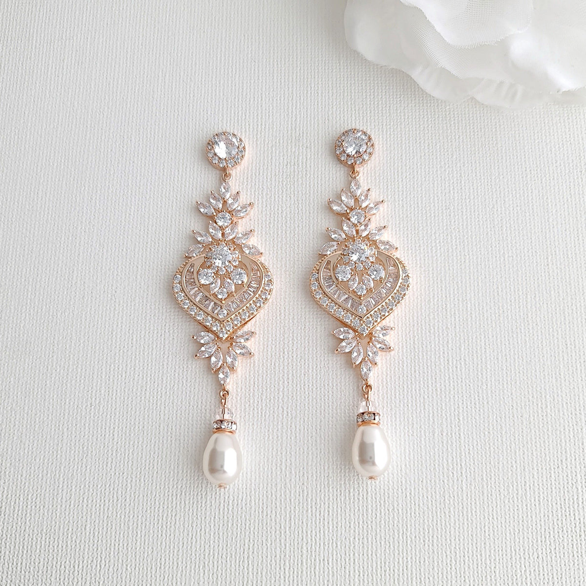 rose gold long earrings