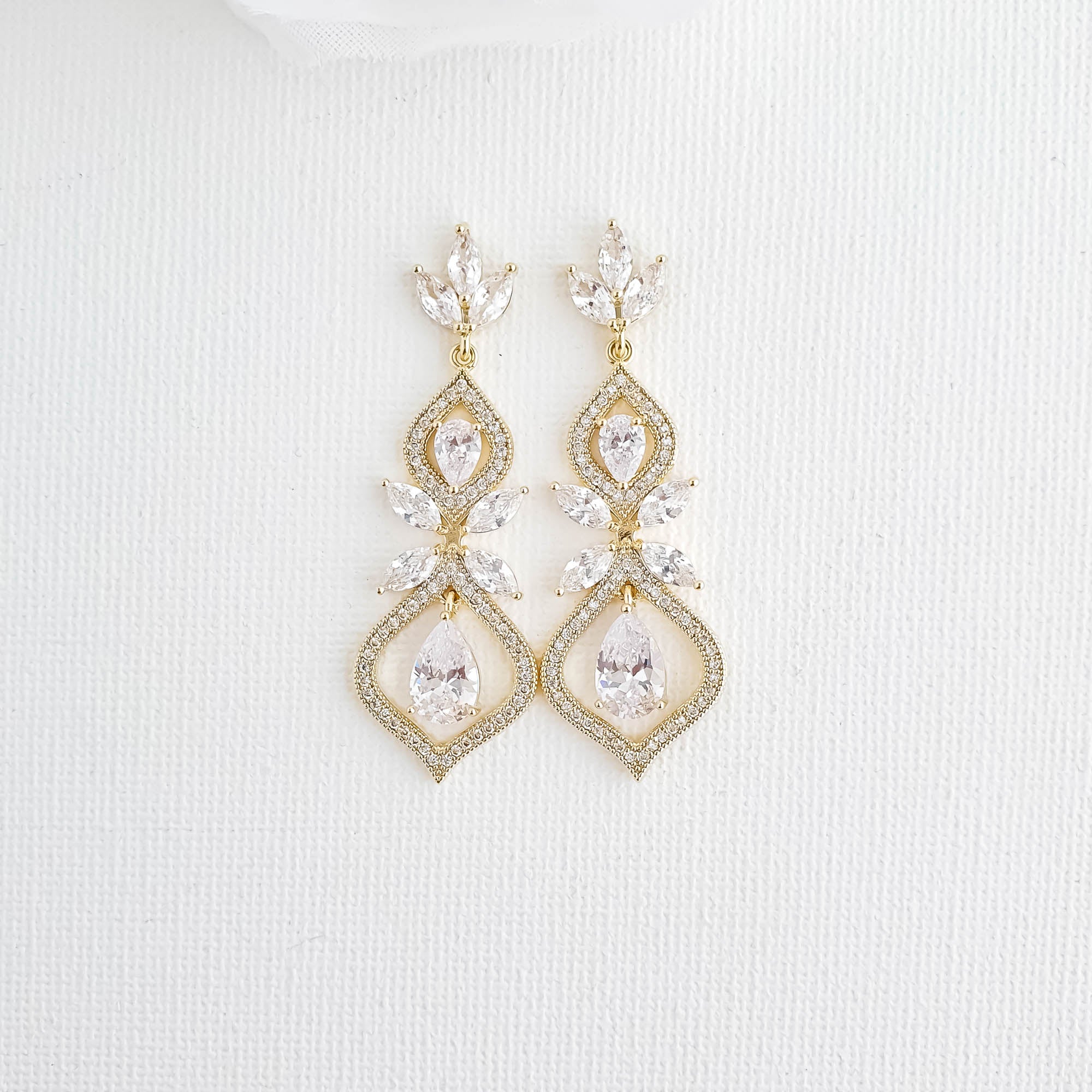 White Wedding Earrings | Bridal White Rebeka Earrings | Rebekajewelry