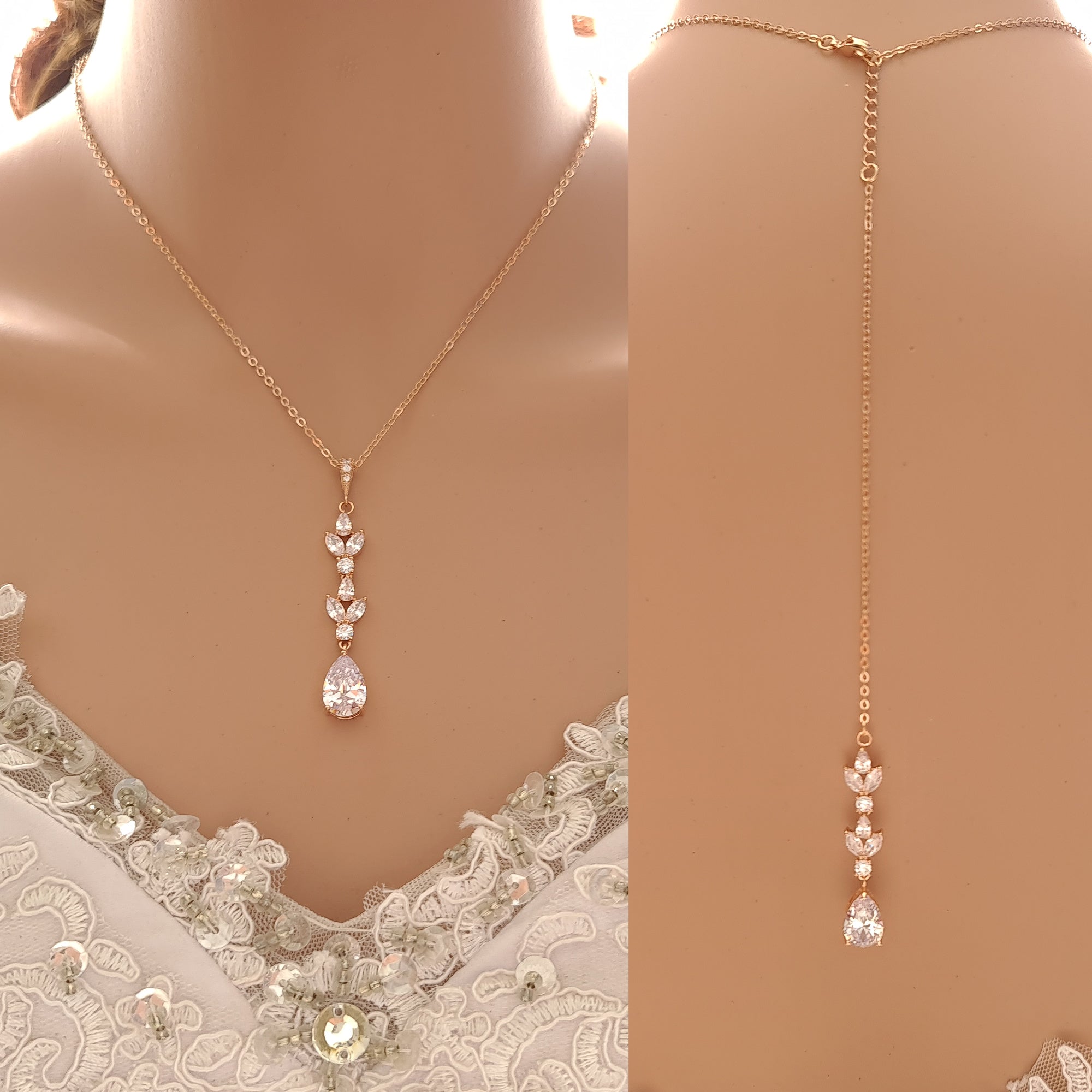 Gemzlane Fusion Rose Gold Plated kundan diamond Necklace set | Gemzlane