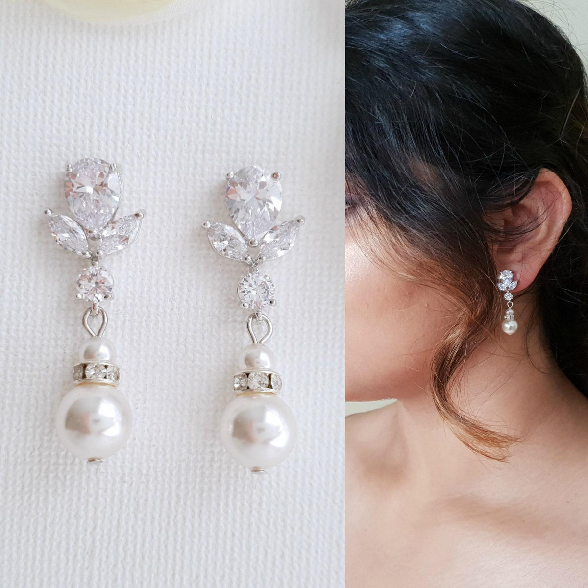 Light Blue Pearl and Crystal Bridesmaid Earring... - Folksy