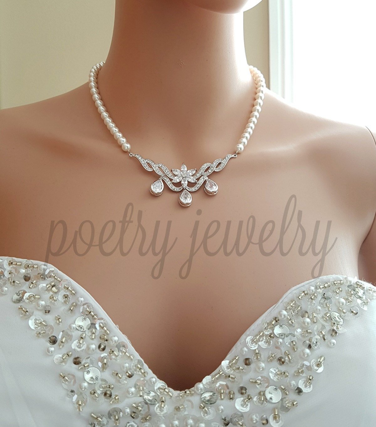 pearl and crystal necklace