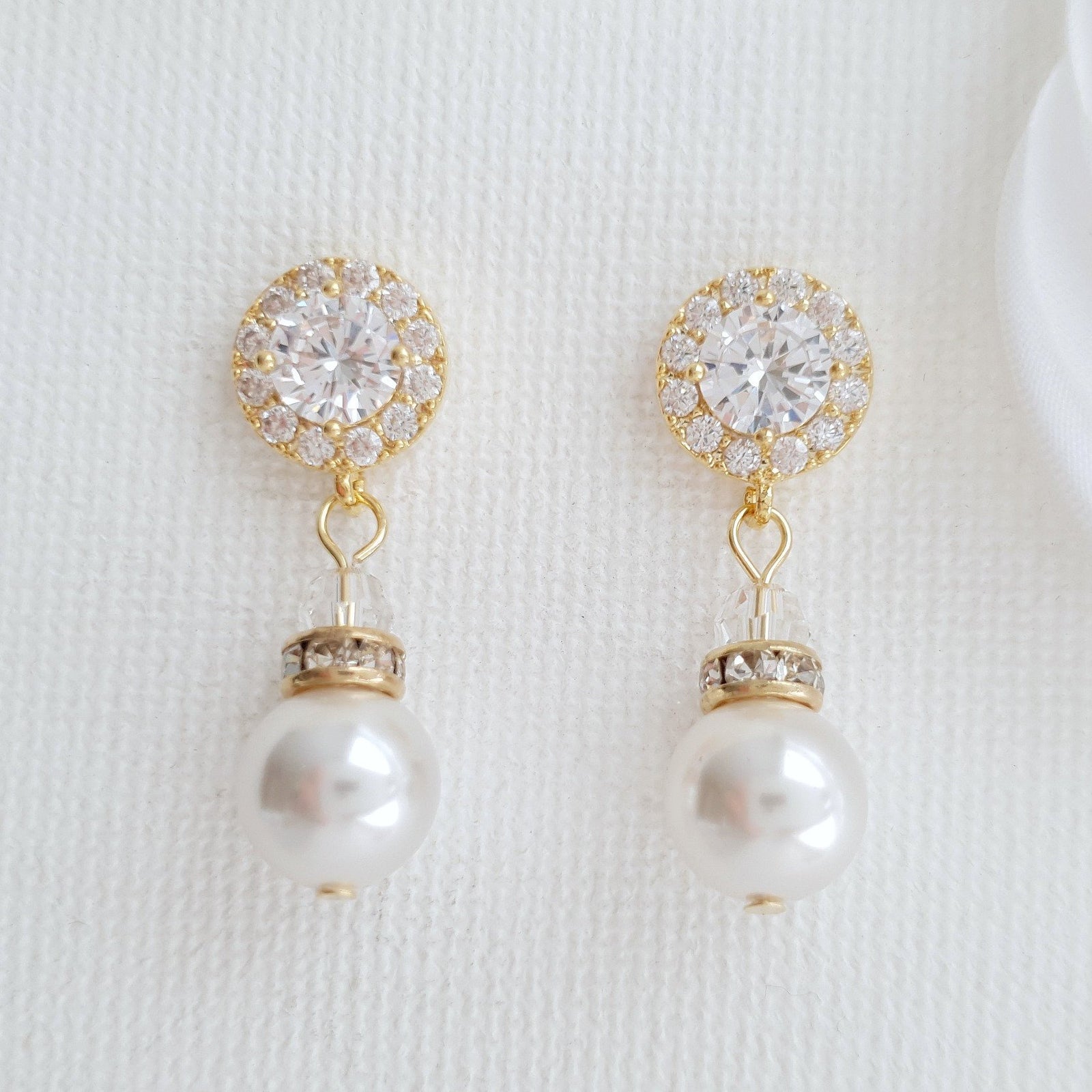 Bridal Earrings Wedding Rose Gold Earrings Clear Cubic Zirconia Posts ...