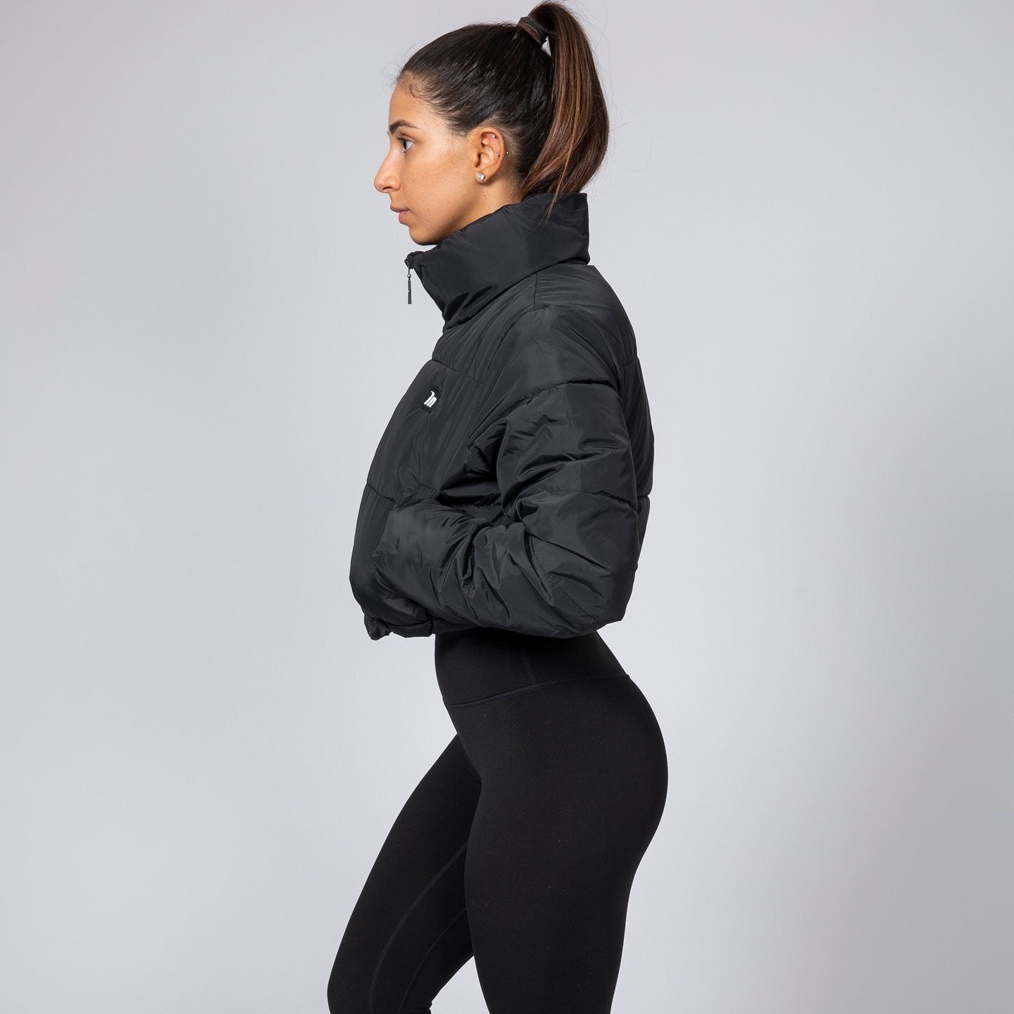 black cropped puffer jacket