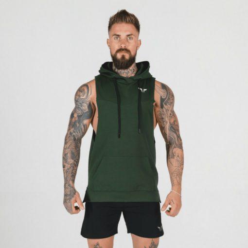 green sleeveless hoodie