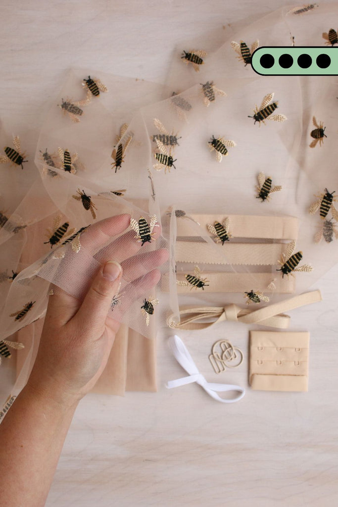 Bees on Black Jordy Bralette Kit 
