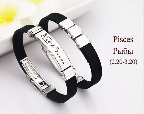 Stainless Steel Silicone Zodiac Sign Bracelet