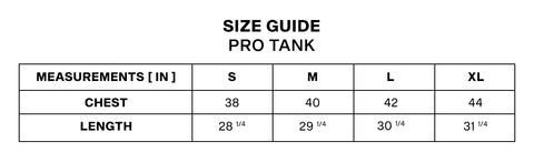 PRO Tank Size Guide