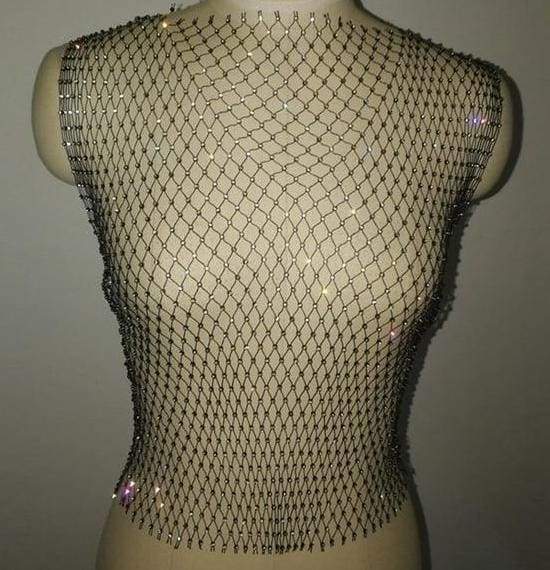 sheer diamond mesh top