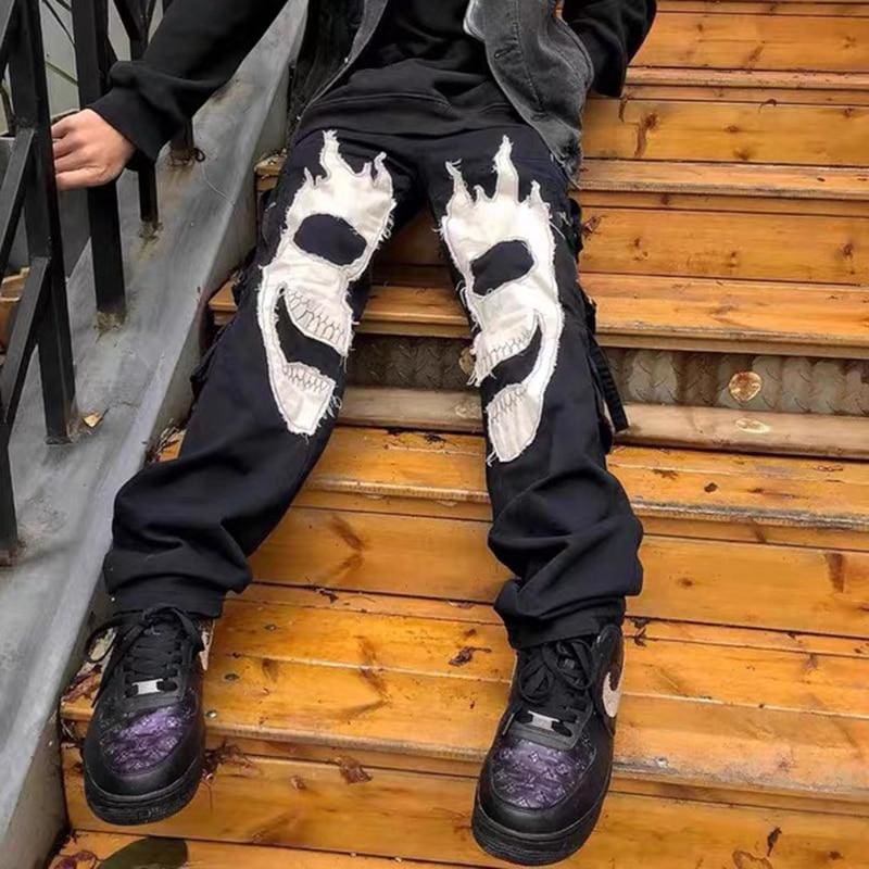 flaming Skull Cargo Pants - Streetgarm