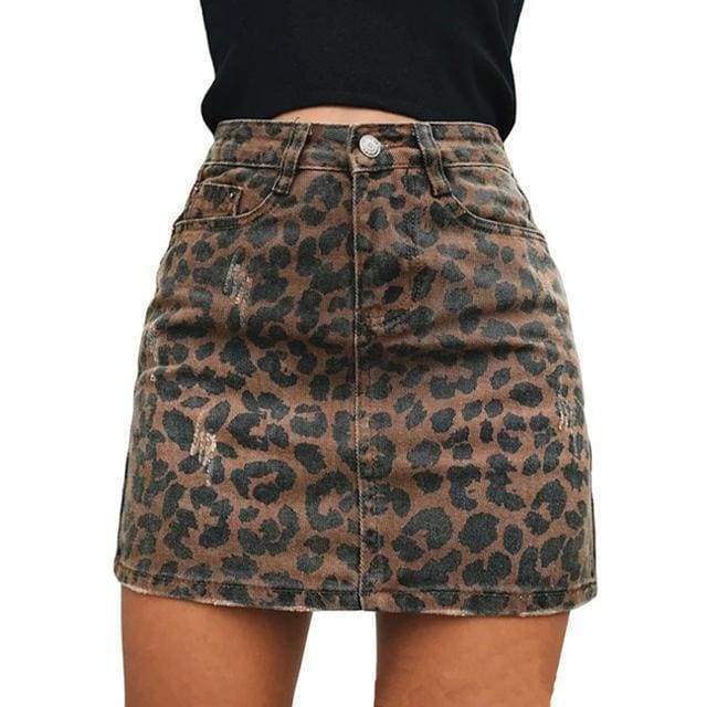 denim cheetah skirt