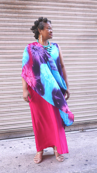 Moroccan Magic Dress Tye Dye Pink Blue