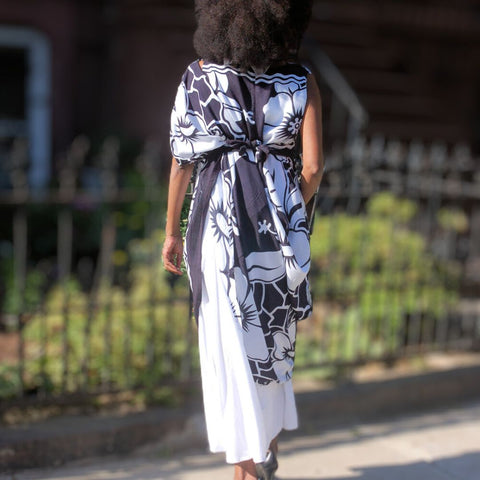 Floral Black and White Magic Dress