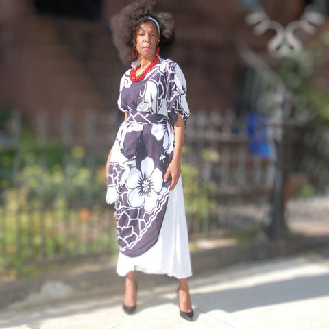 Floral Black and White Magic Dress