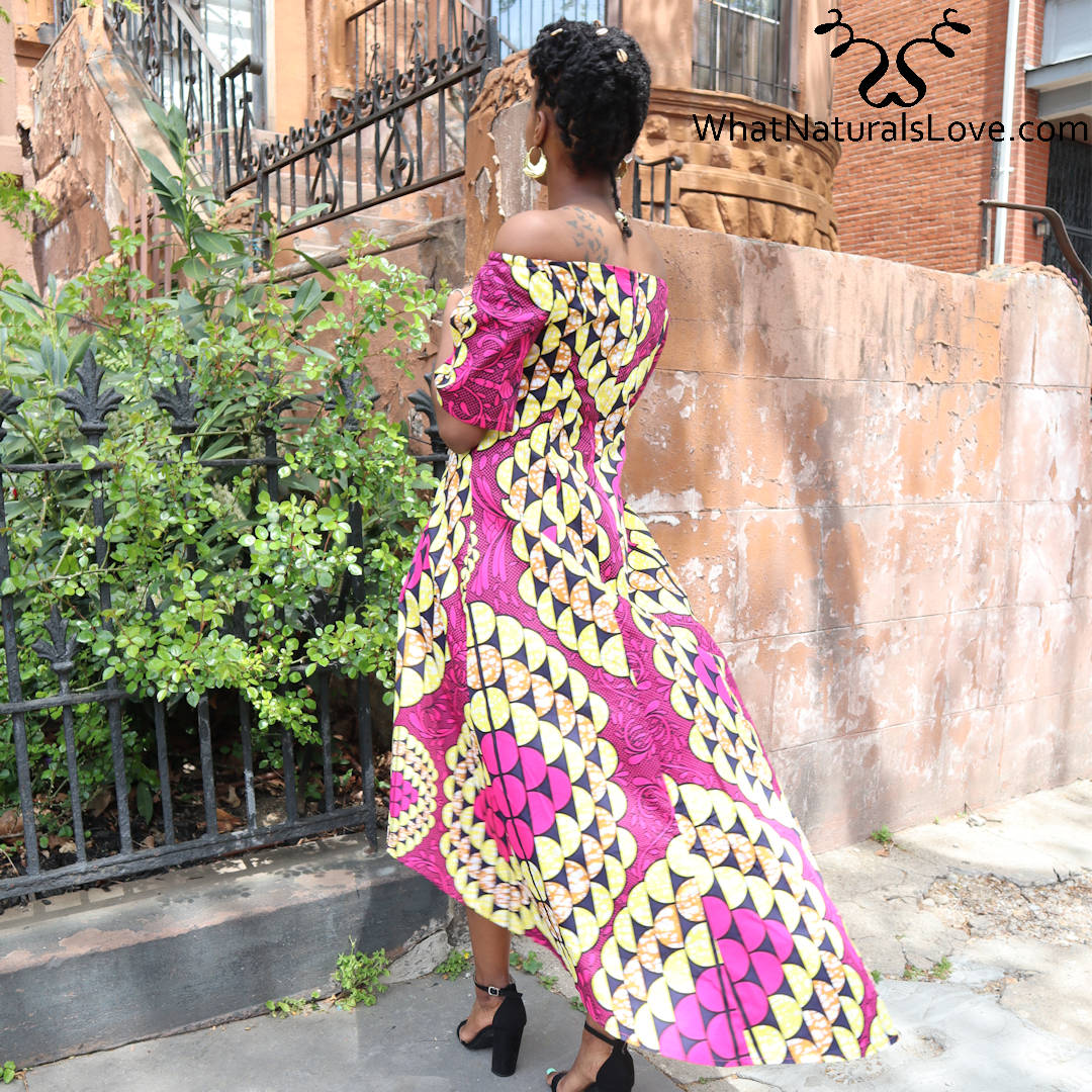 Off Shoulder Hi-low African Dress