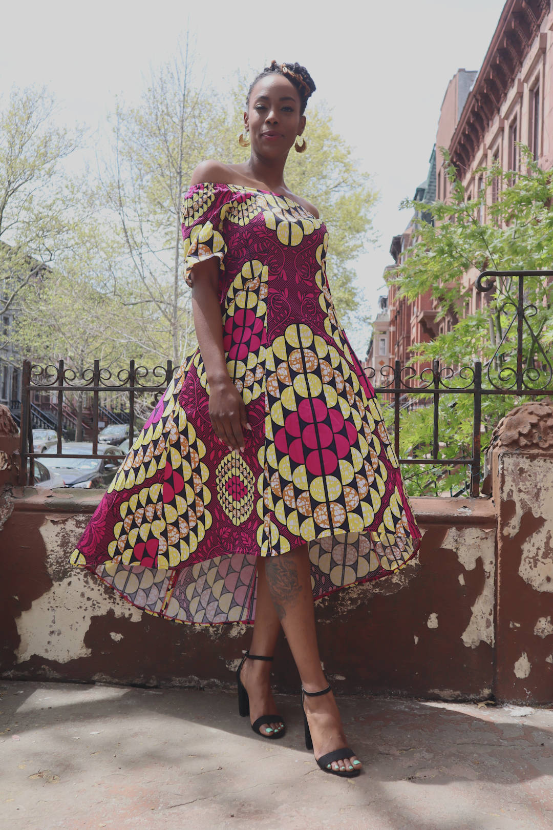 Off Shoulder Hi-low African Dress