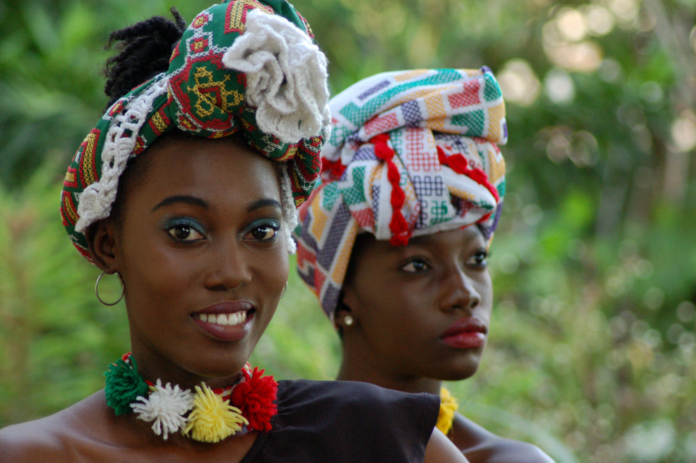 Pangi handgemaakte headwrap van de Marrons in Suriname