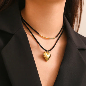 Heart of Gold Layered Necklace - WhatNaturalsLove.com 