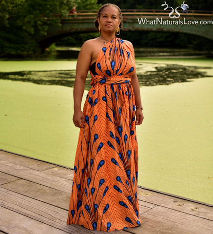 One shoulder African multi wear maxi dress