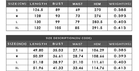 Off shoulder African Maxi dress Size chart