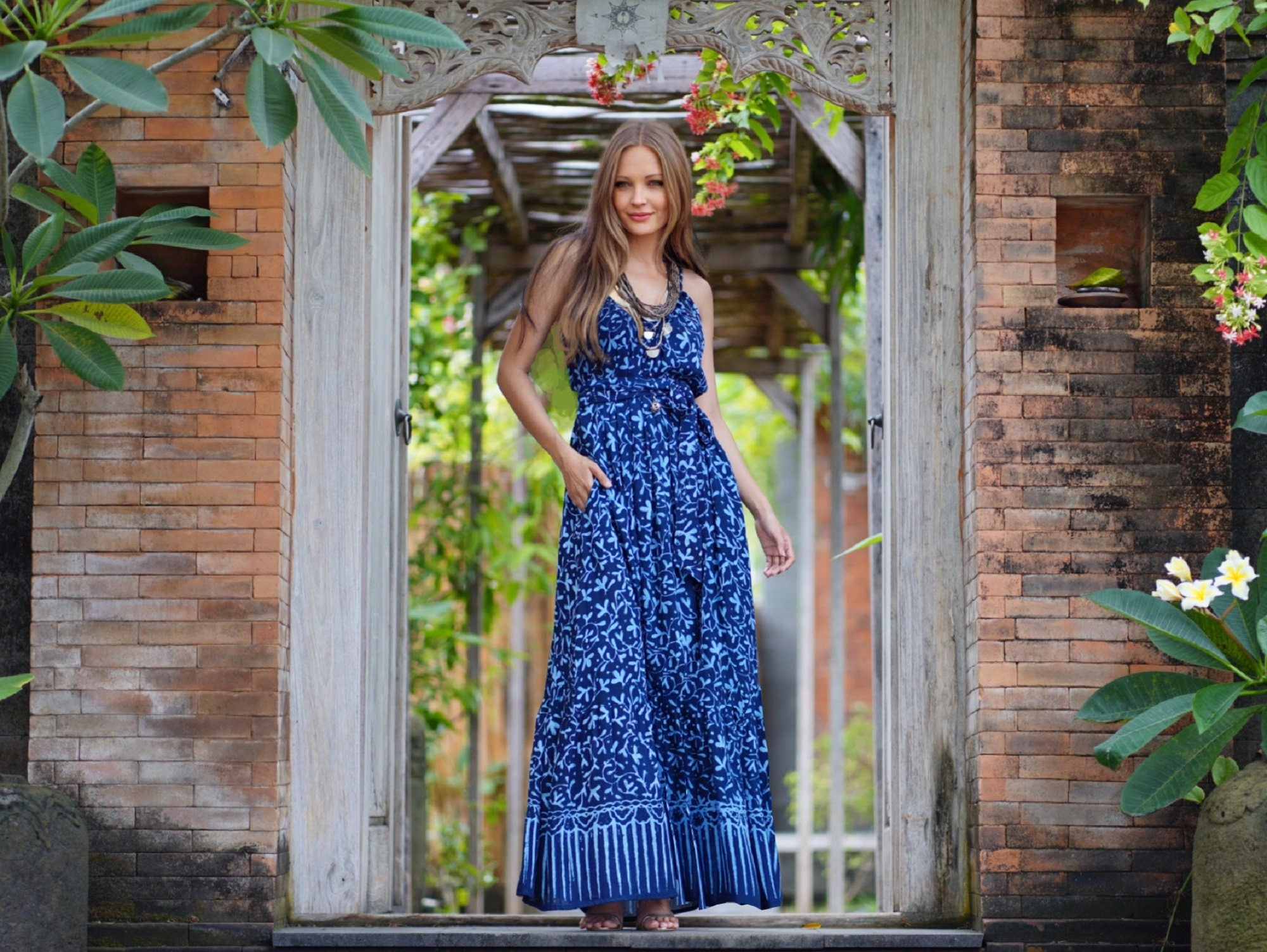 bundel Moeras aansporing Maxi-jurk met batikprint, zak en zonnejurk met riem voor alle maten –  WhatNaturalsLove.com