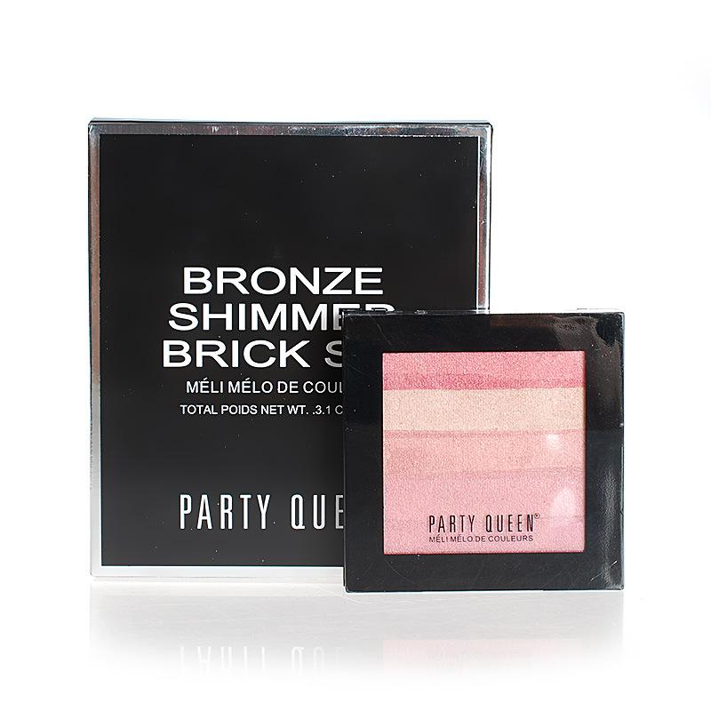 Party Queen Bronze Shimmer Brick Set Fine Natural Compact Powder with Brush