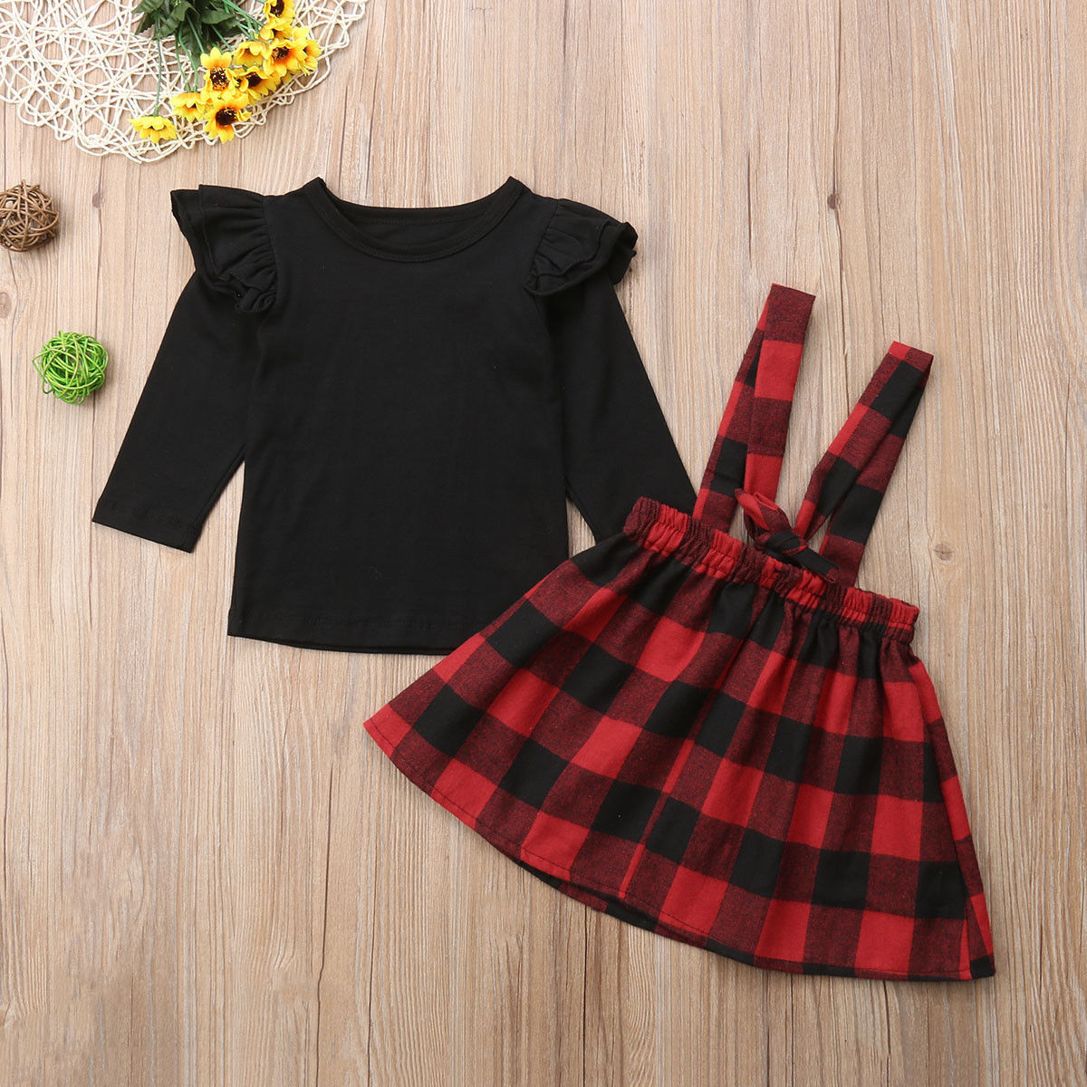 buffalo plaid suspender skirt