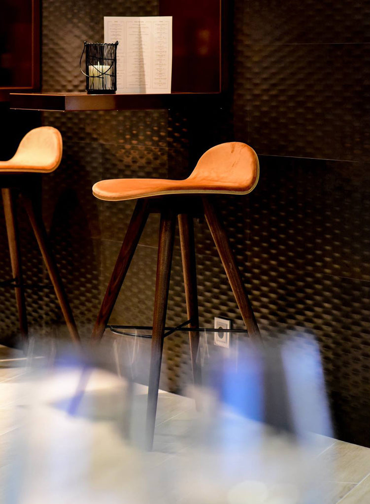 SEED - Luxury Stool - bar stool, cushion, upholstery, elegant, wood stool, with back