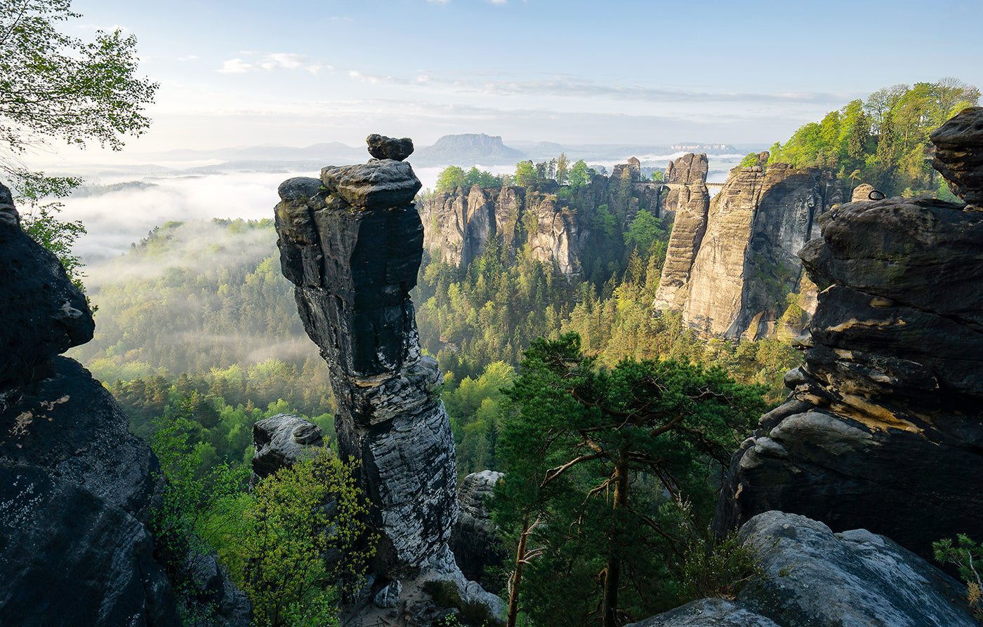 Sandstone mountains along the Malerweg in the eastern part of German in Saxony province. (Photo: Philipp Zieger)