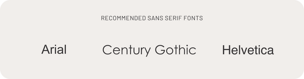 Recommended sans serif fonts in their font names.