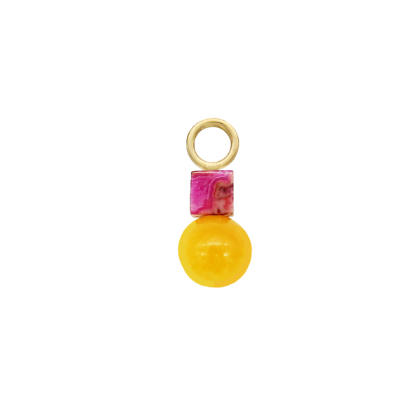 Fuchsia Agate & Mango Jade Hoop Charm