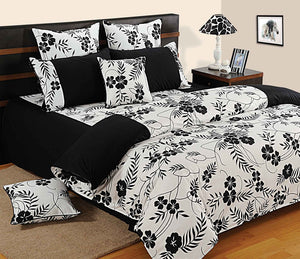 Swayam Black White Cotton Printed Duvet Cover Set Olivetheory