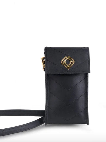 Wine leather phone bag black from Trashious