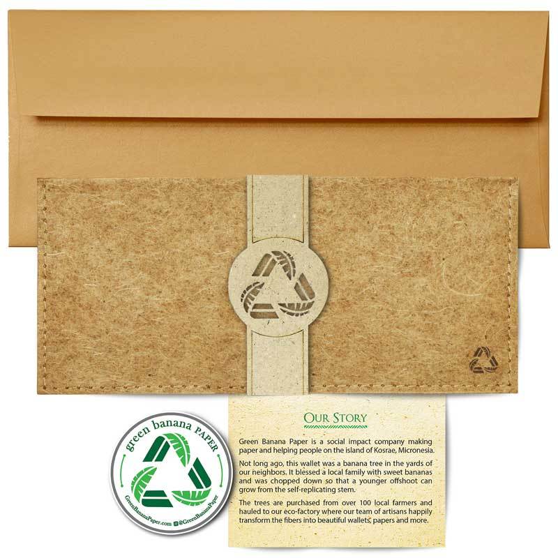 Green Banana Paper banana fibre wallet natural