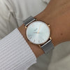 CLUSE Minuit Mesh, Rose Gold, Silver/Silver CW0101203004 - Watch on wrist
