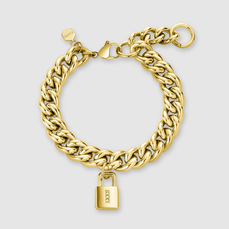 Iris Mittenaere Chain Bracelet, Lock Charm, Gold Colour