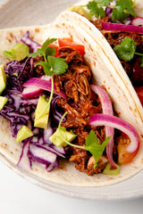 Pulled Jackfruit Tacos (in Chocolate Chipotle Sauce)